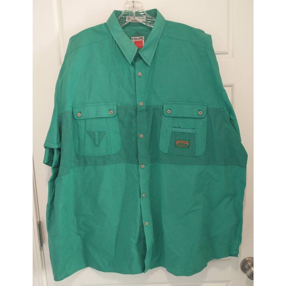 Color Works Button Down Shirt. Men's XXL. Green